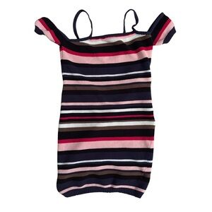 Vintage Striped Off-Shoulder Dress